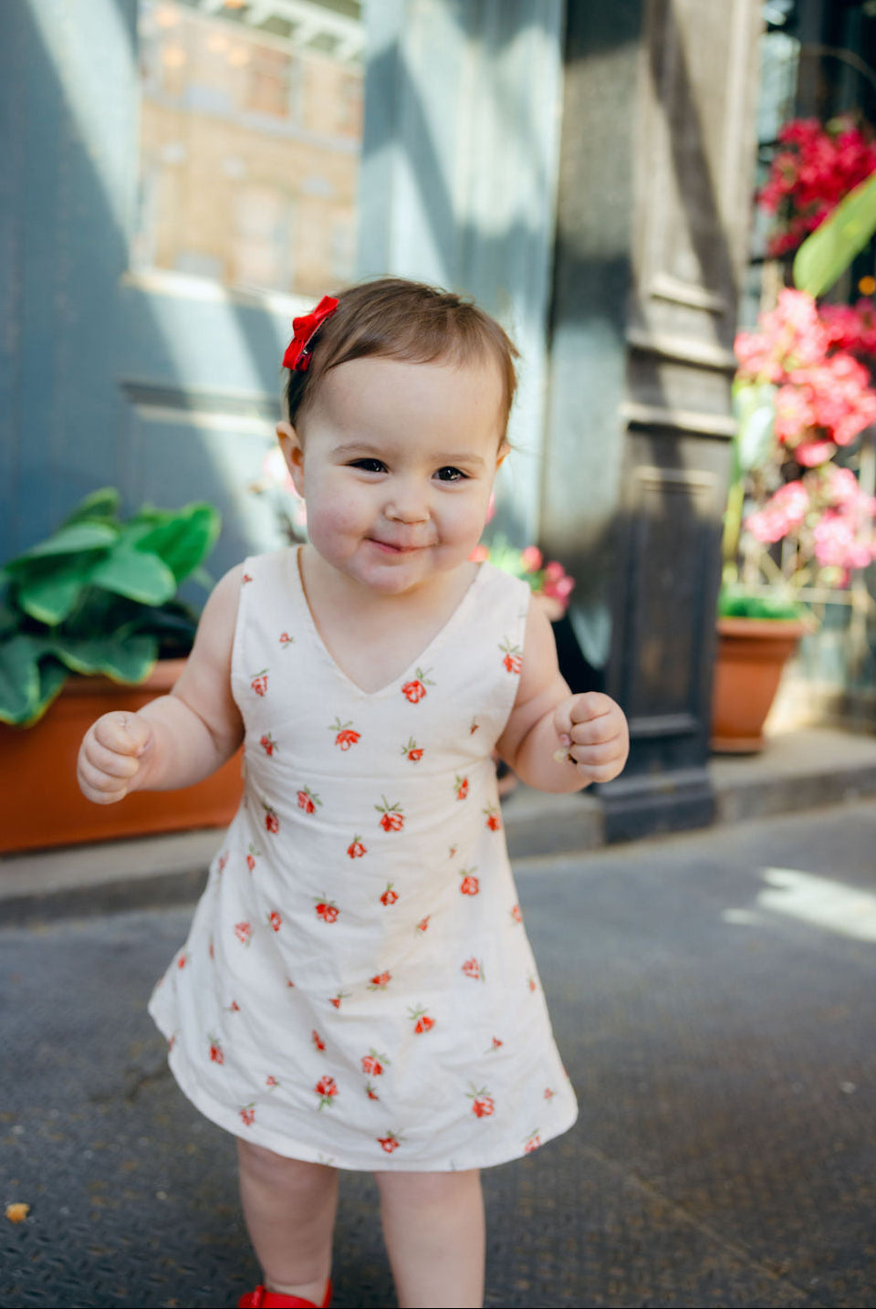 Little Gili Red Posey toddler girls dress full length Mommy and Me walk, spring summer Easter floral kids dress by Puka The Label