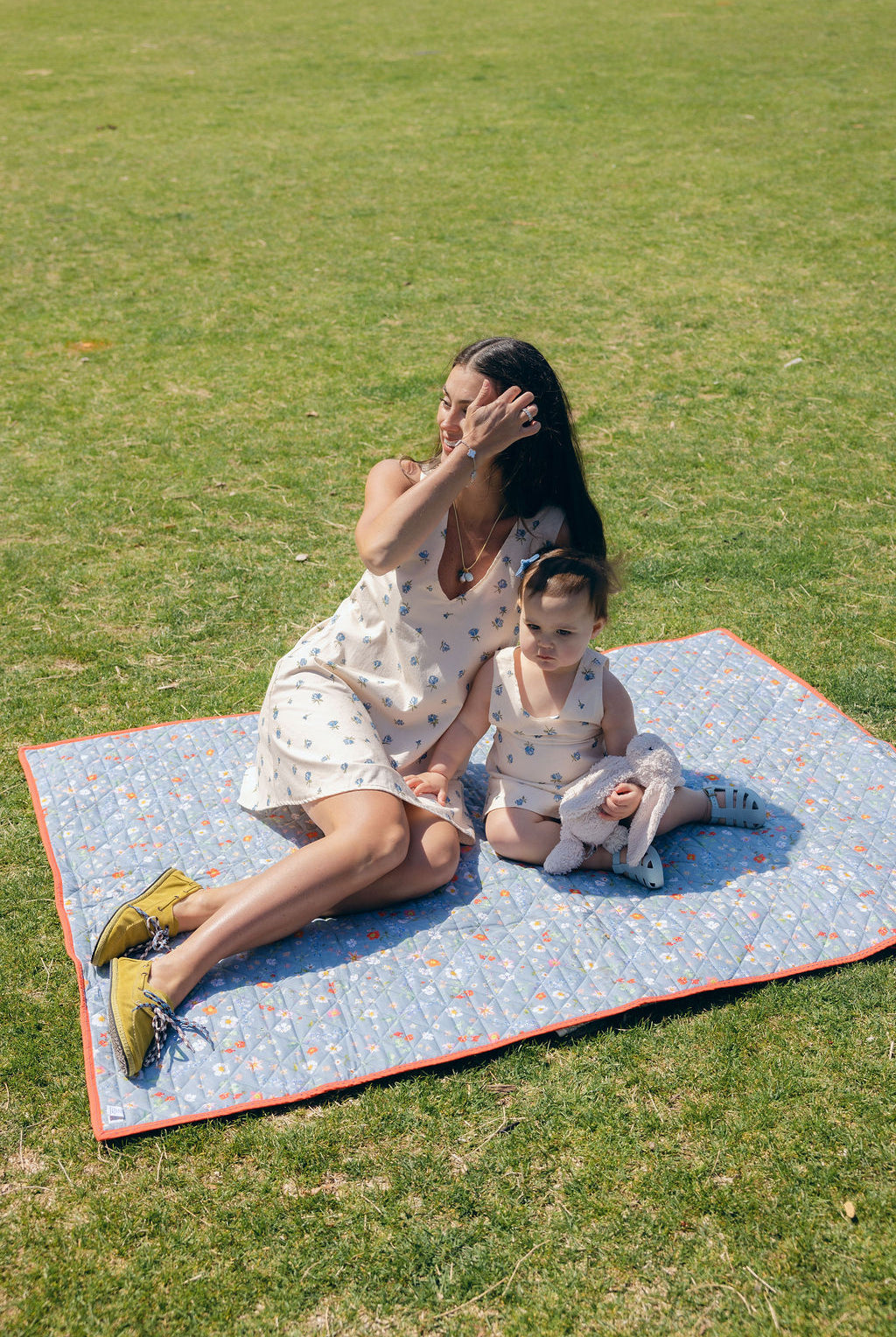 Blue Posey Mini Gili Mommy and Me matching spring floral dress, mom and baby outdoor spring 2026 mother daughter cotton dress Puka The Label