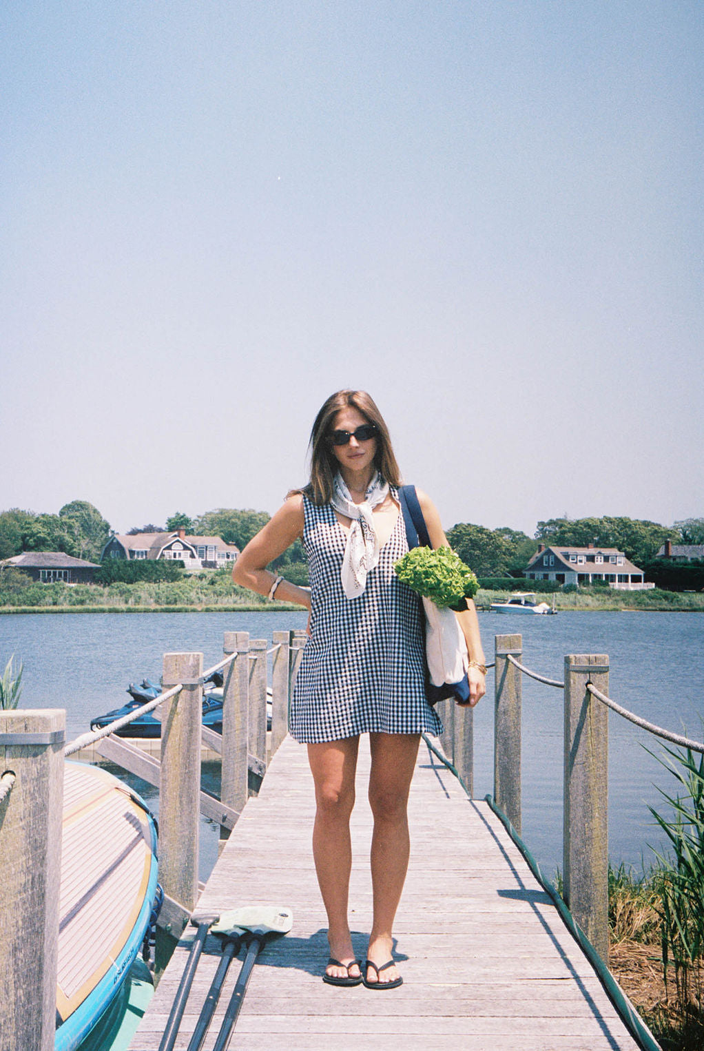 Black gingham mini Gili dress β polished yacht club and regatta look in classic reversible cotton by Puka The Label