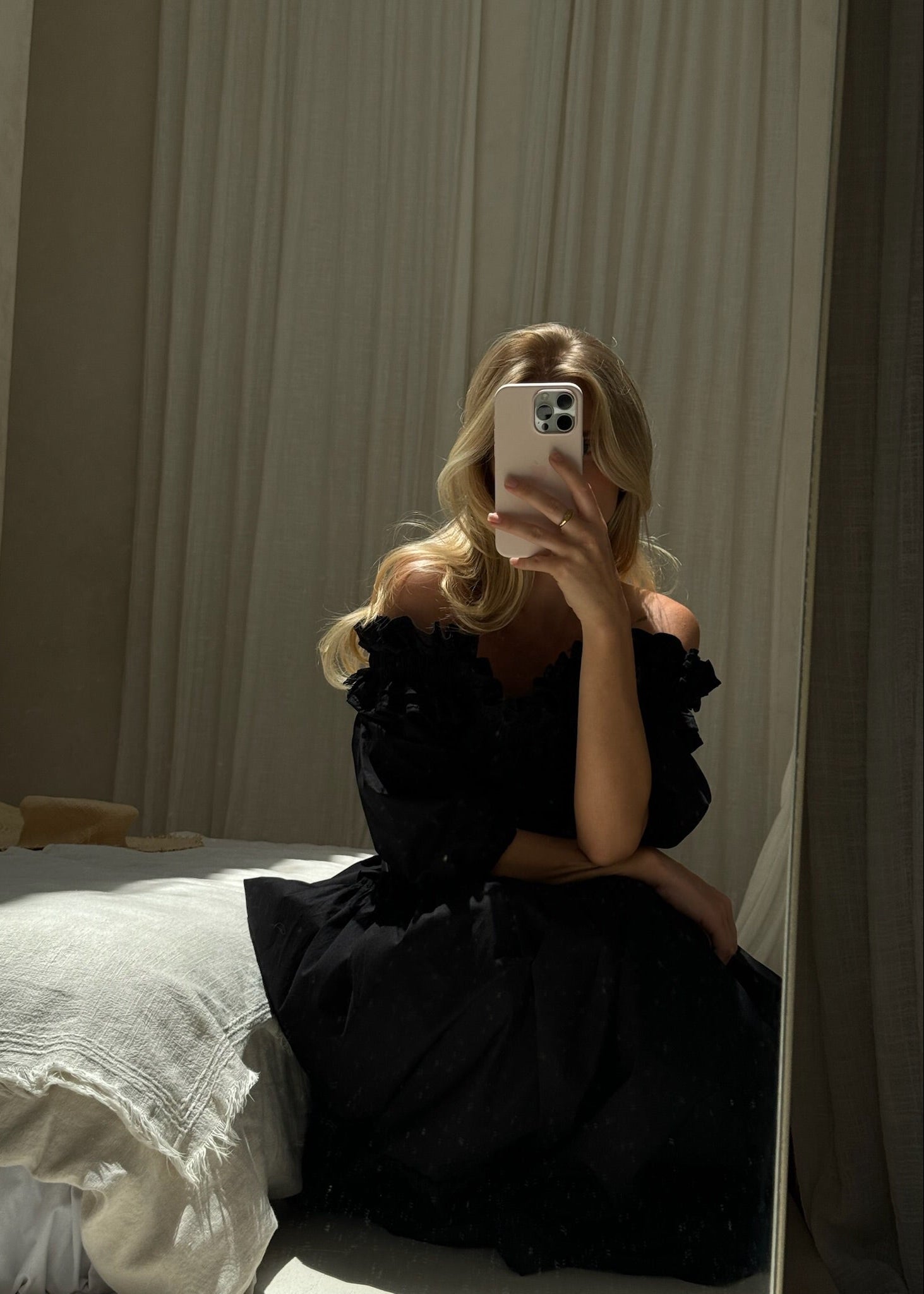 Black maxi dress bump friendly baby shower outfit idea women 2026, off the shoulder tiered cotton dress comfortable elegant