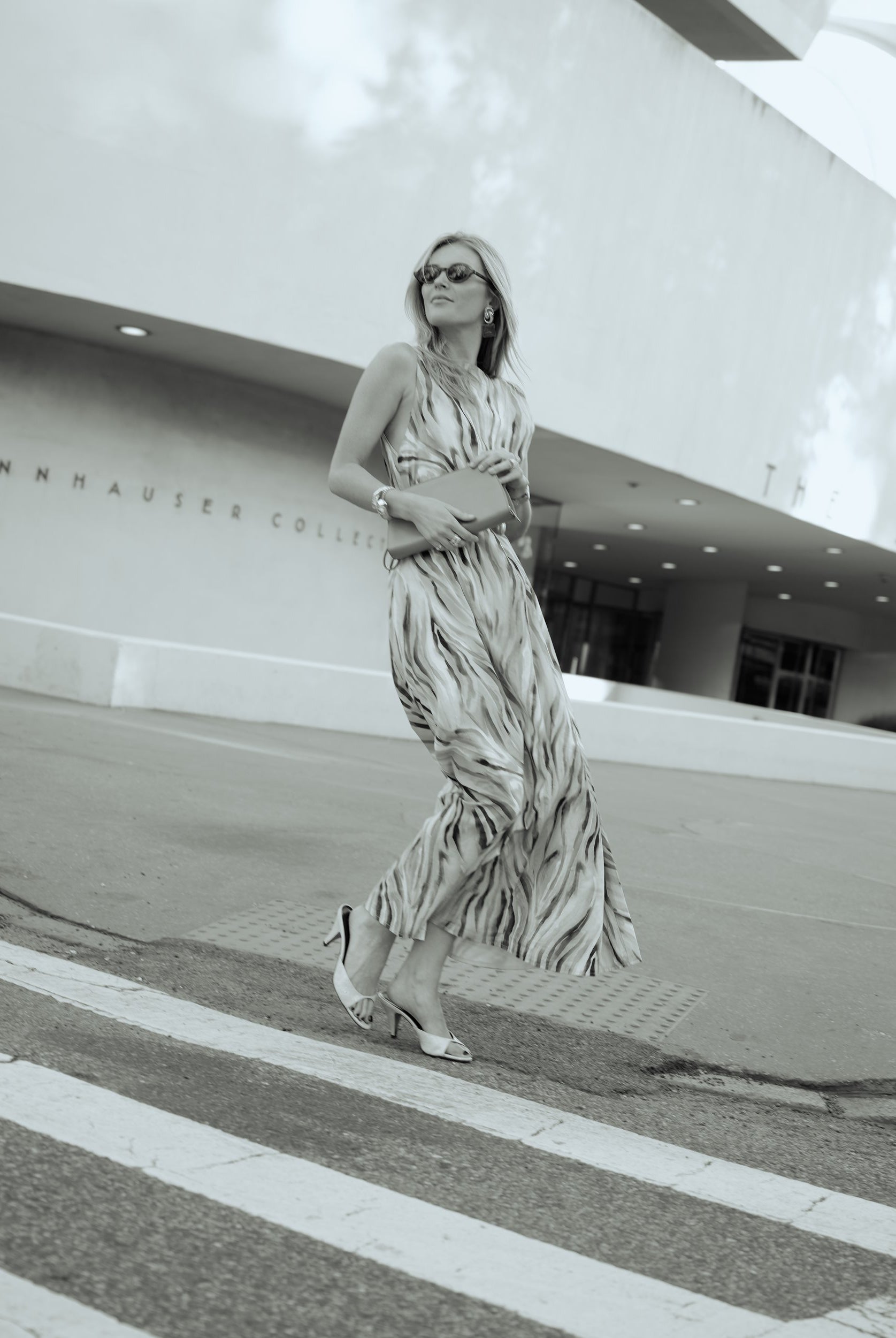 Puka Cleo Brown Zebra maxi dress full length, Natalie Simkins, NYC pre-fall collection