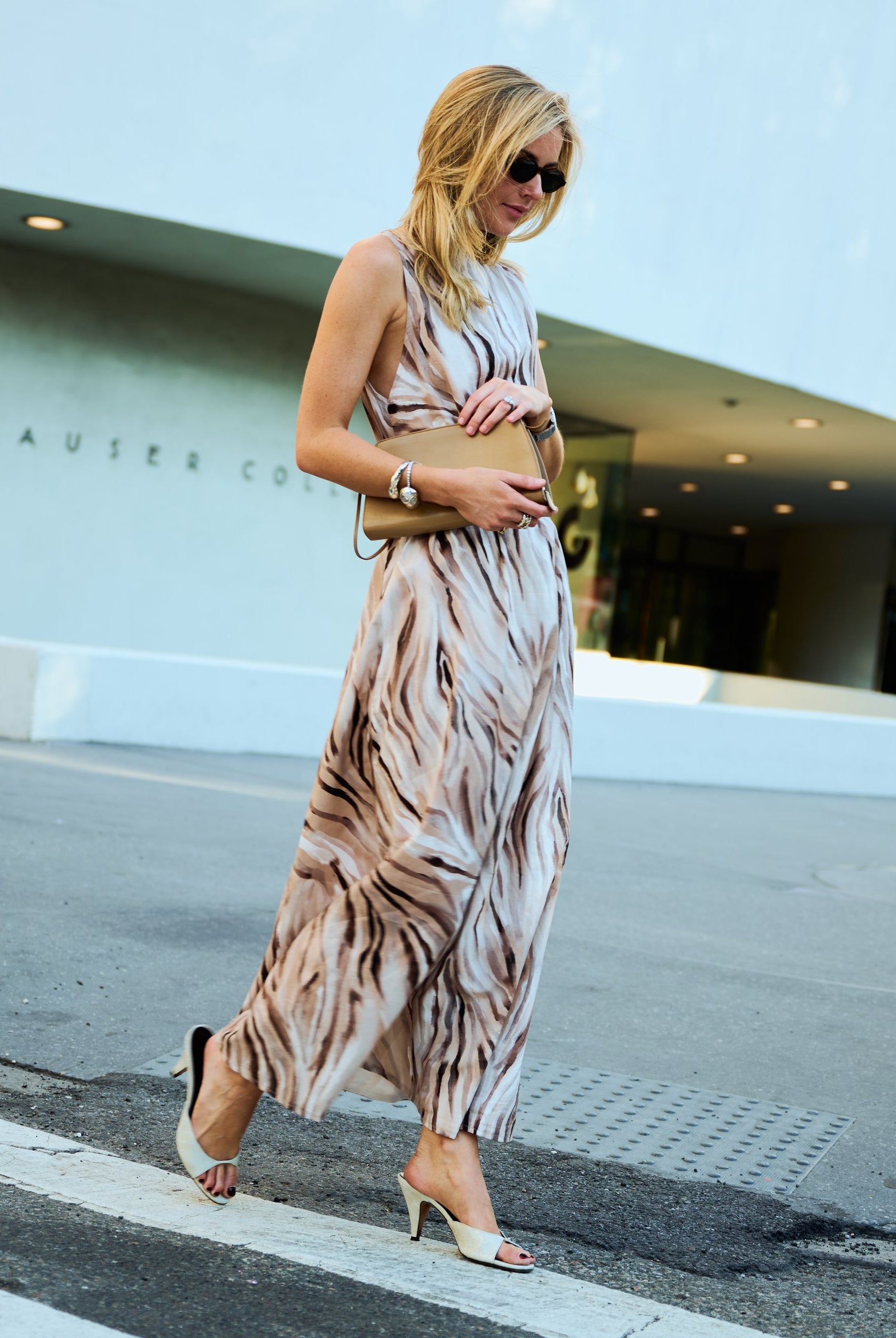 The Puka Cleo maxi dress in Brown Zebra β Natalie Simkins pre-fall collection, NYC