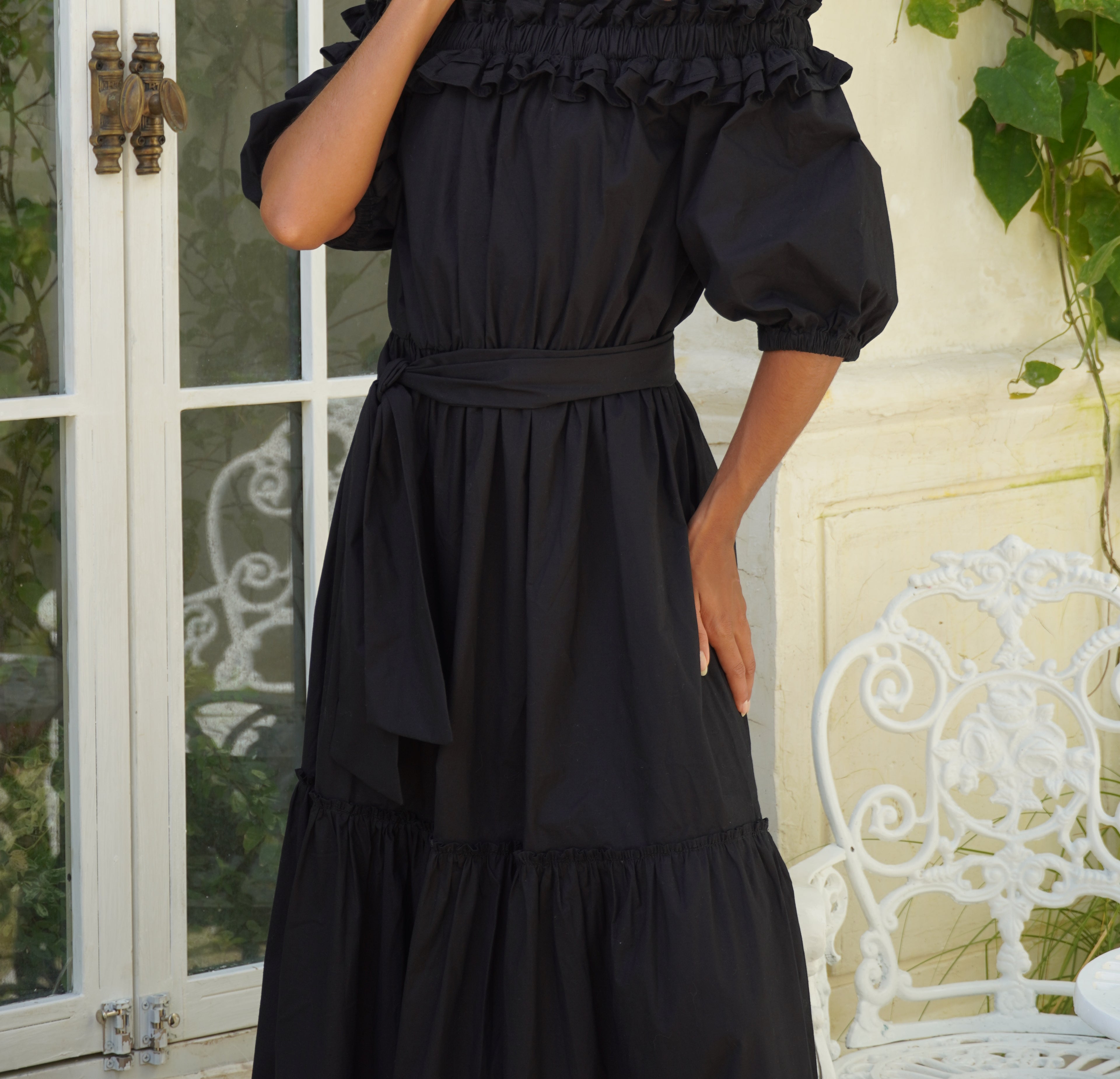 Black tie party dress, off the shoulder