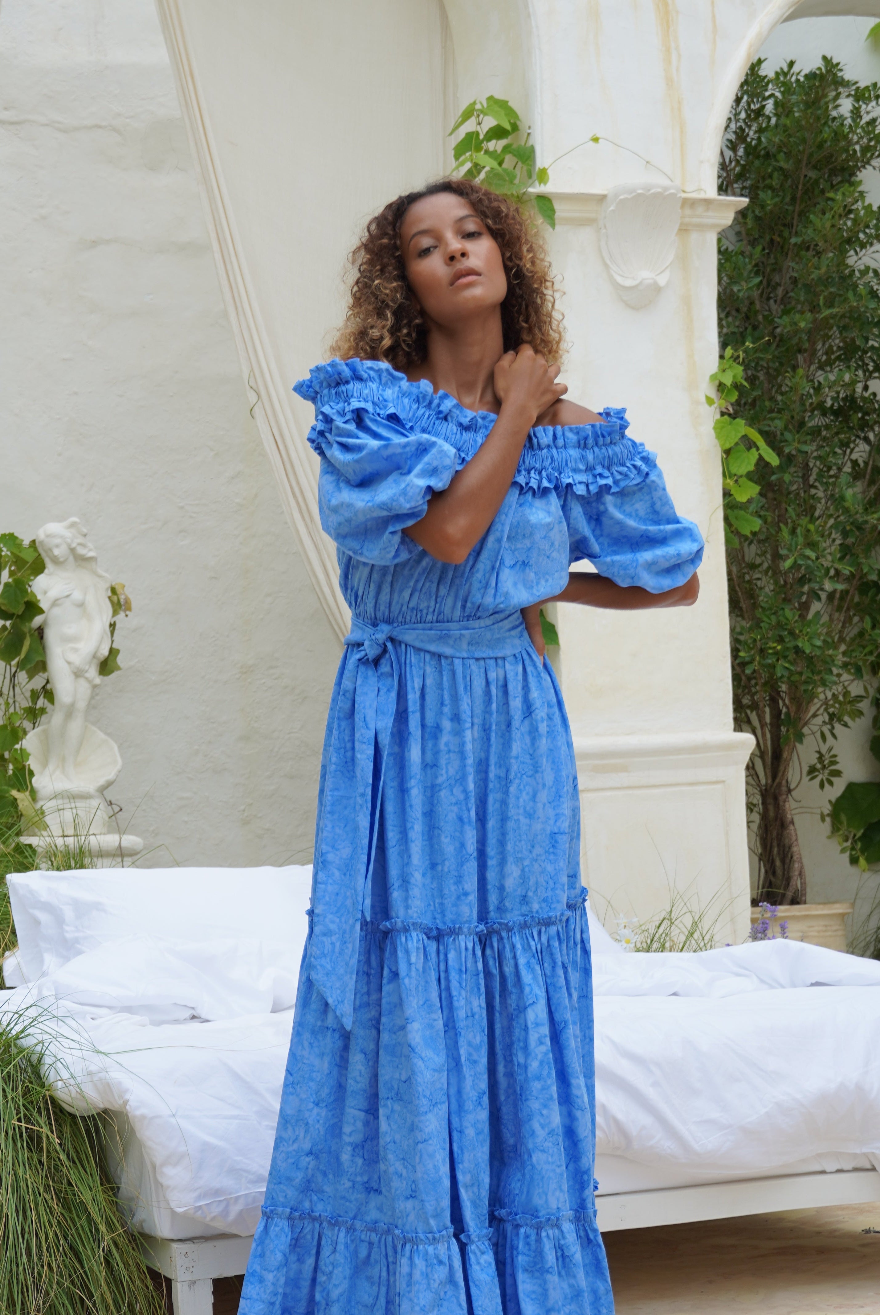 Blue long party dress