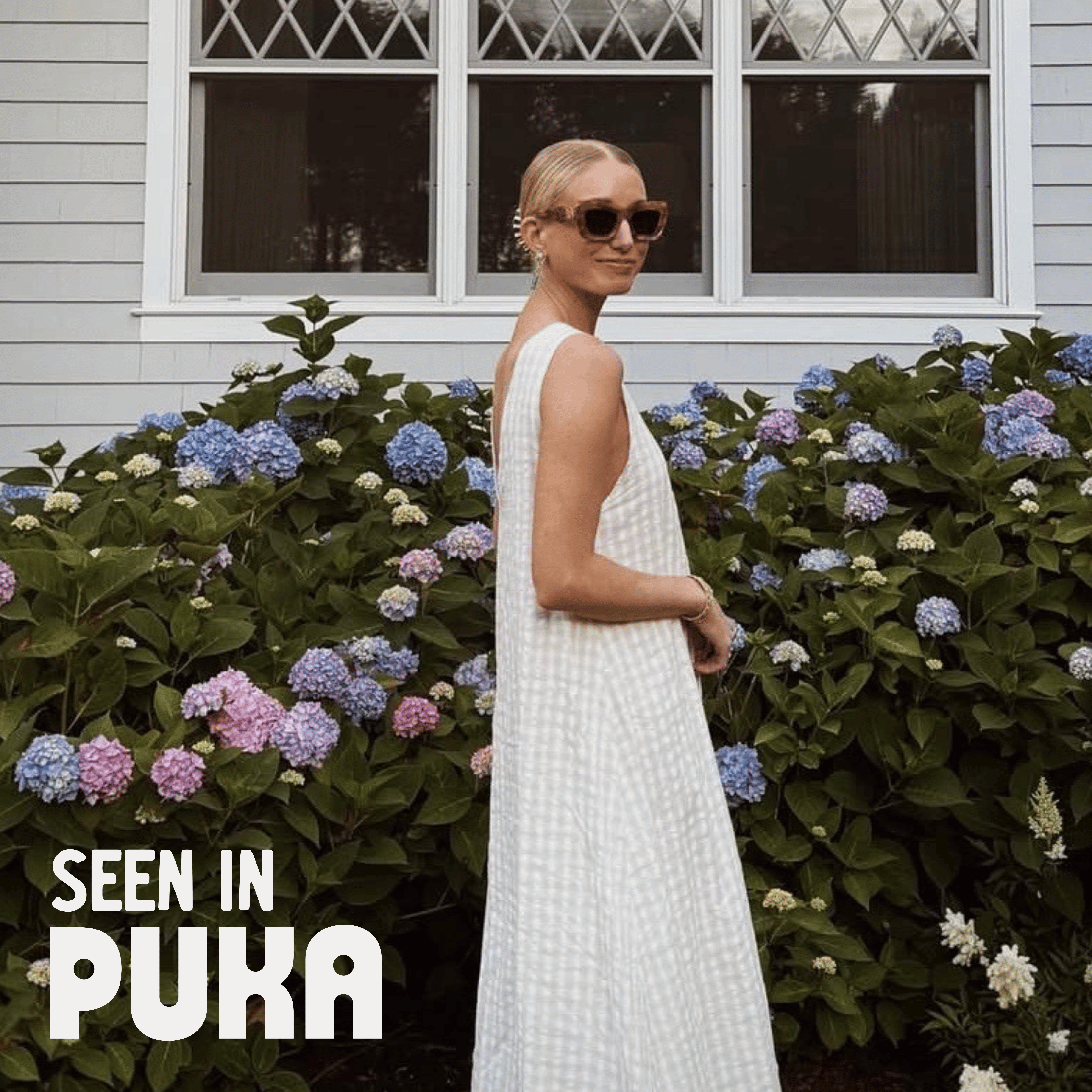 Puka spring 2026 influencer roundup, women wearing Gili Dress and Mini Gili in spring prints