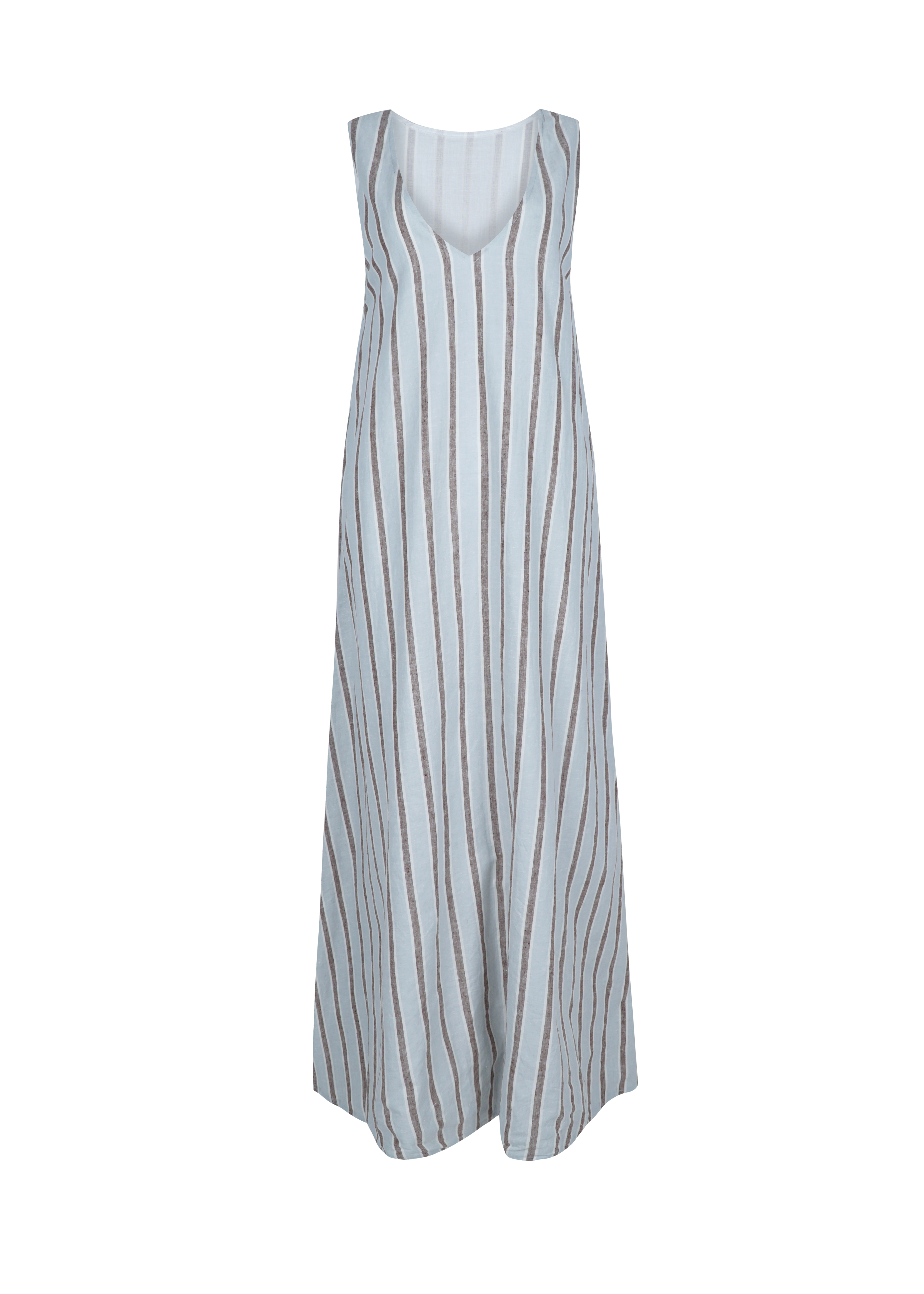 Blue, brown and white striped maxi dress perfect for the beach