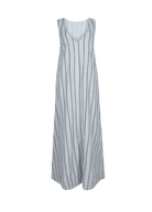 Blue, brown and white striped maxi dress perfect for the beach