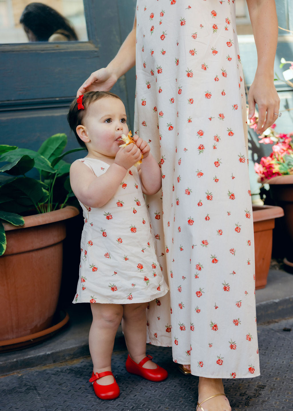 Mother daughter matching Little Gili and Gili Red Posey spring summer kids floral dress, Easter Mommy and Me outfit by Puka The Label