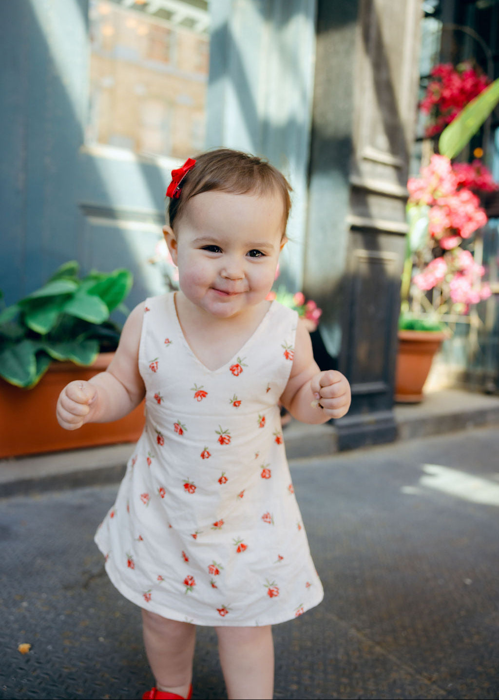 Little Gili Red Posey toddler girls dress full length Mommy and Me walk, spring summer Easter floral kids dress by Puka The Label