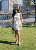 Blue Posey Mini Gili reversible floral cotton mini dress full length front view spring summer 2026 Puka The Label