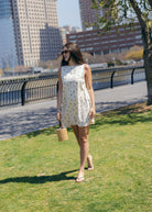 Blue Posey Mini Gili reversible floral cotton mini dress full length front view spring summer 2026 Puka The Label