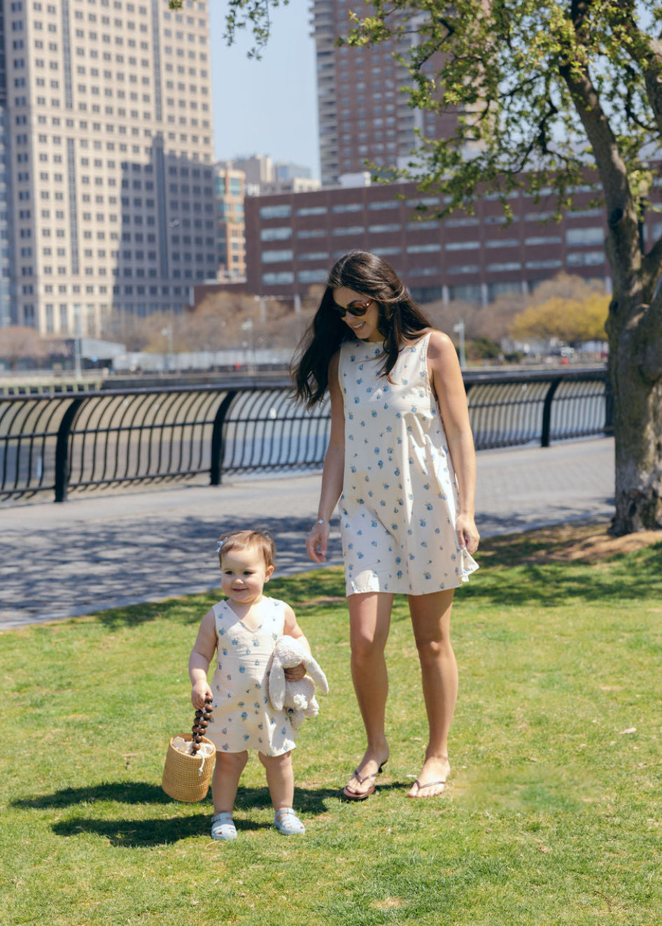 Blue Posey Mini Gili and Little Gili matching Mommy and Me spring dresses, mother daughter blue floral cotton dress spring summer 2026 Puka The Label