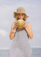 Black gingham Gili maxi dress — a go-to petite dress for bachelorette weekends, garden parties, bridal showers, and outdoor southern occasions