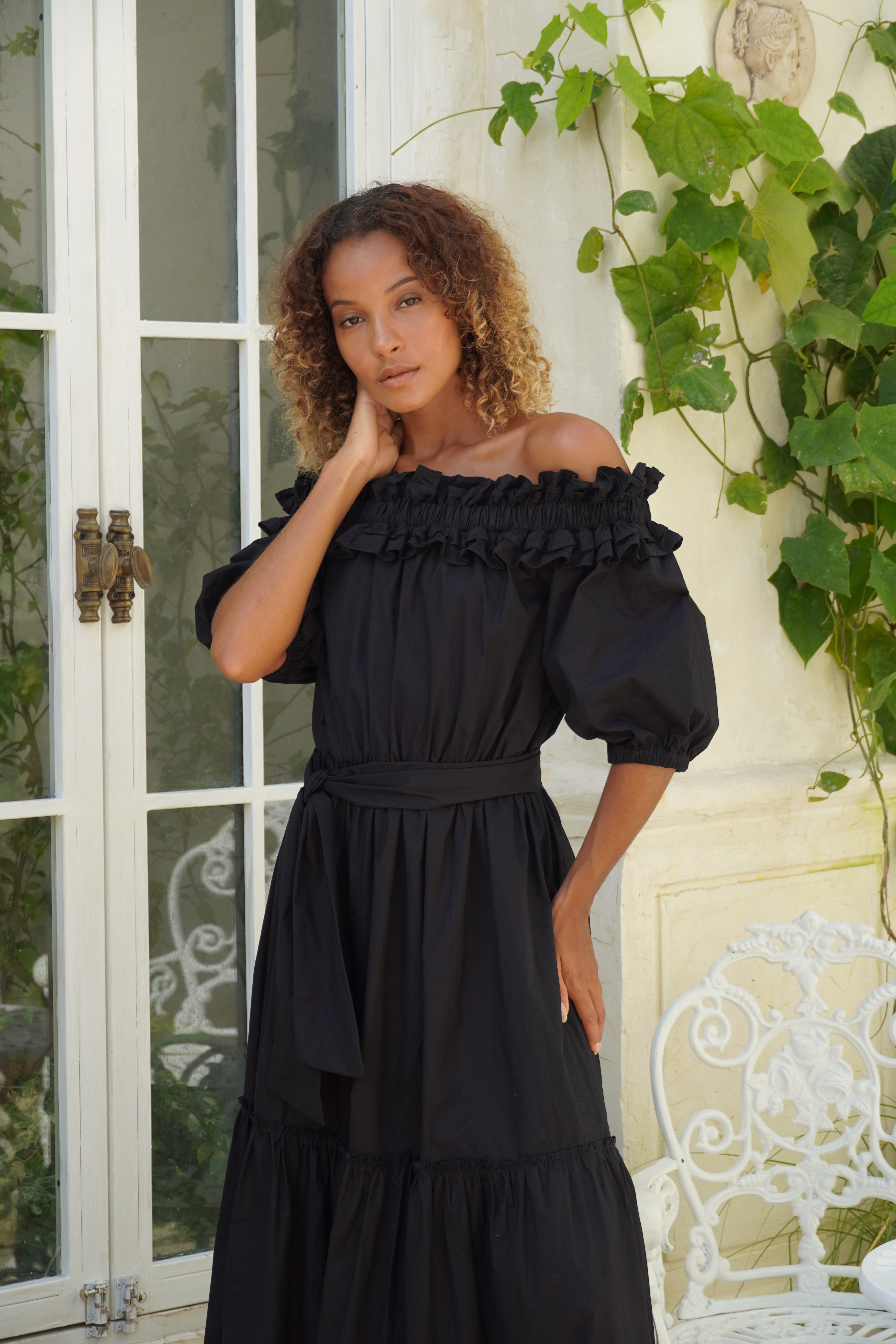 Waves Maxi Dress in Black | Off The Shoulder Cotton Maxi Dress Waves Maxi Dress in Black | Off The Shoulder Cotton Maxi Dress