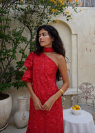 Black tie wedding guest dress idea red ruffle maxi, long formal red dress for beach and outdoor wedding 2026, beach parties, garden party maxi dress in red