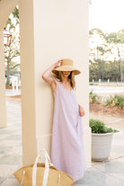 Charli Evans purple gingham gili dress — Nantucket resort wear