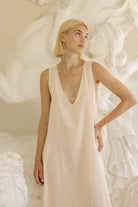 Cream dot maxi dress Kentucky Derby outfit idea 2026, neutral elegant cotton dress for outdoor spring event, garden luncheon, and yacht race day style