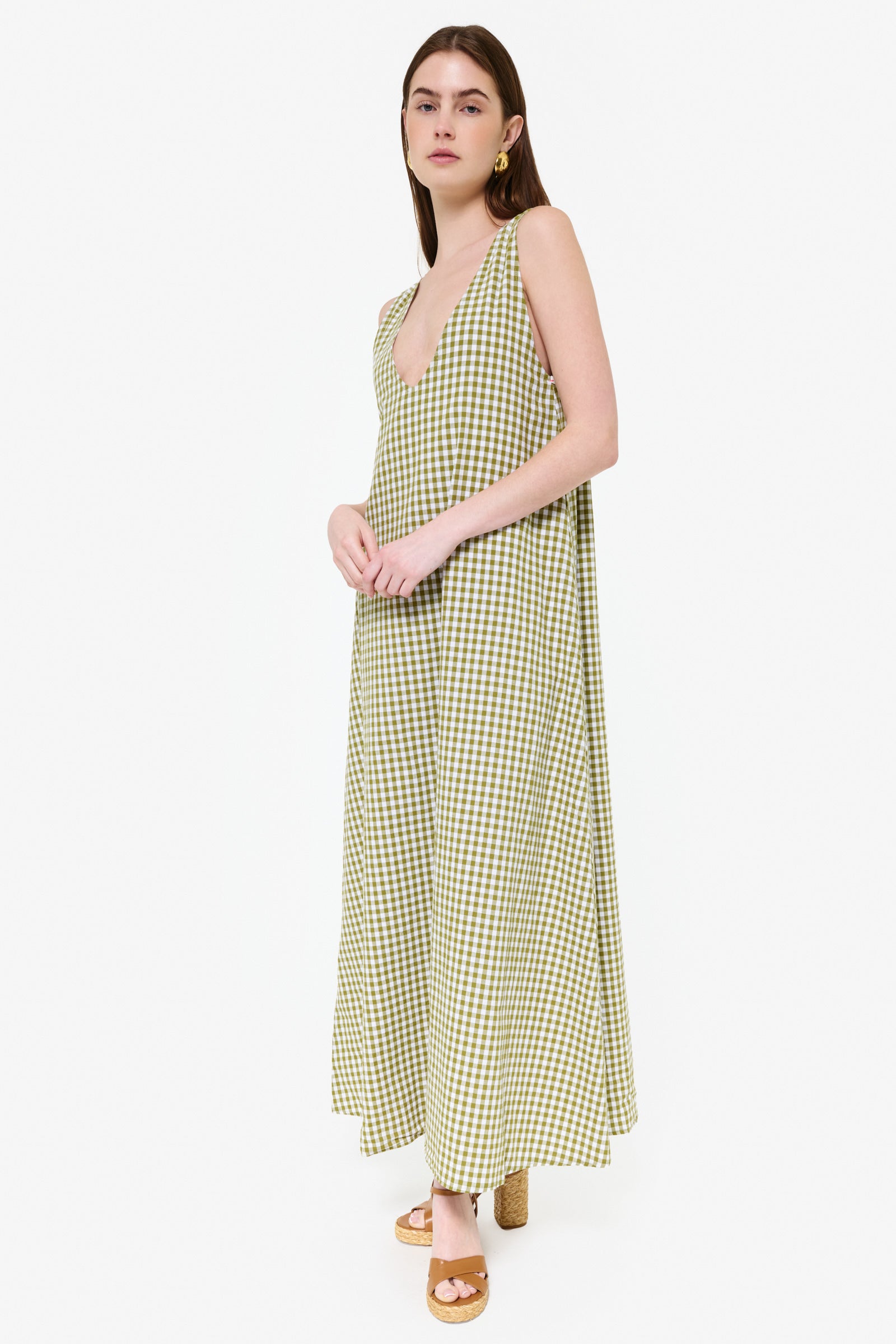 Green gingham Gili maxi dress — a fresh bridal shower look by Puka The Label