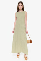 Couper x Puka green gingham maxi Gili — your go-to European summer travel dress
