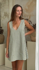 Green gingham mini Gili dress — fresh Easter Sunday and country club spring style by Puka The Label