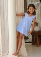 Light blue gingham kids cotton dress birthday party and garden party outfit 2026, cute toddler dress for outdoor spring and summer celebrations