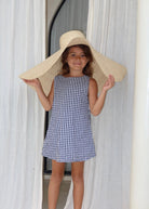 Navy gingham mommy and me matching Easter dresses 2026, mother daughter spring family photo outfit, preppy coastal kids cotton dress