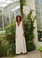 Old money aesthetic spring dress — neutral beige gingham maxi for Palm Beach garden party or outdoor event, Puka The Label