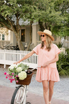Pink gingham cotton button-up mini dress 30A beach vacation outfit summer 2026, feminine collab dress for Seaside Florida coastal getaway