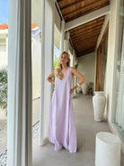 Pink purple check dress — lake house Memorial Day weekend outfit