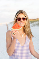 Pink purple check dress — Sea Island Amelia Island resort wear