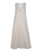 Puka The Label Beige Gingham Gili Dress — quiet luxury maxi dress Hamptons Palm Beach European summer old money aesthetic