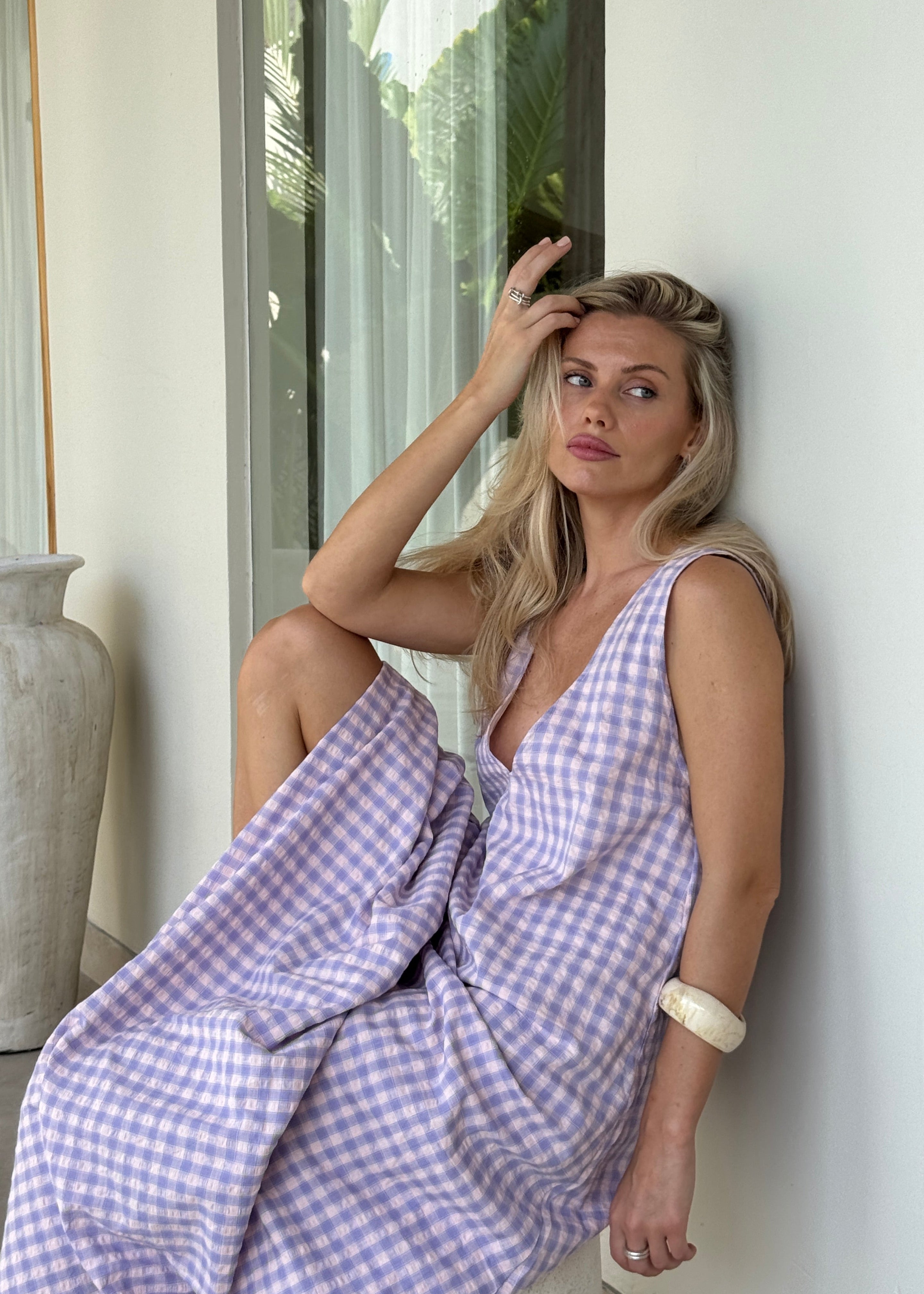 Puka x Charli Evans pink gingham maxi dress — spring summer collab 2026