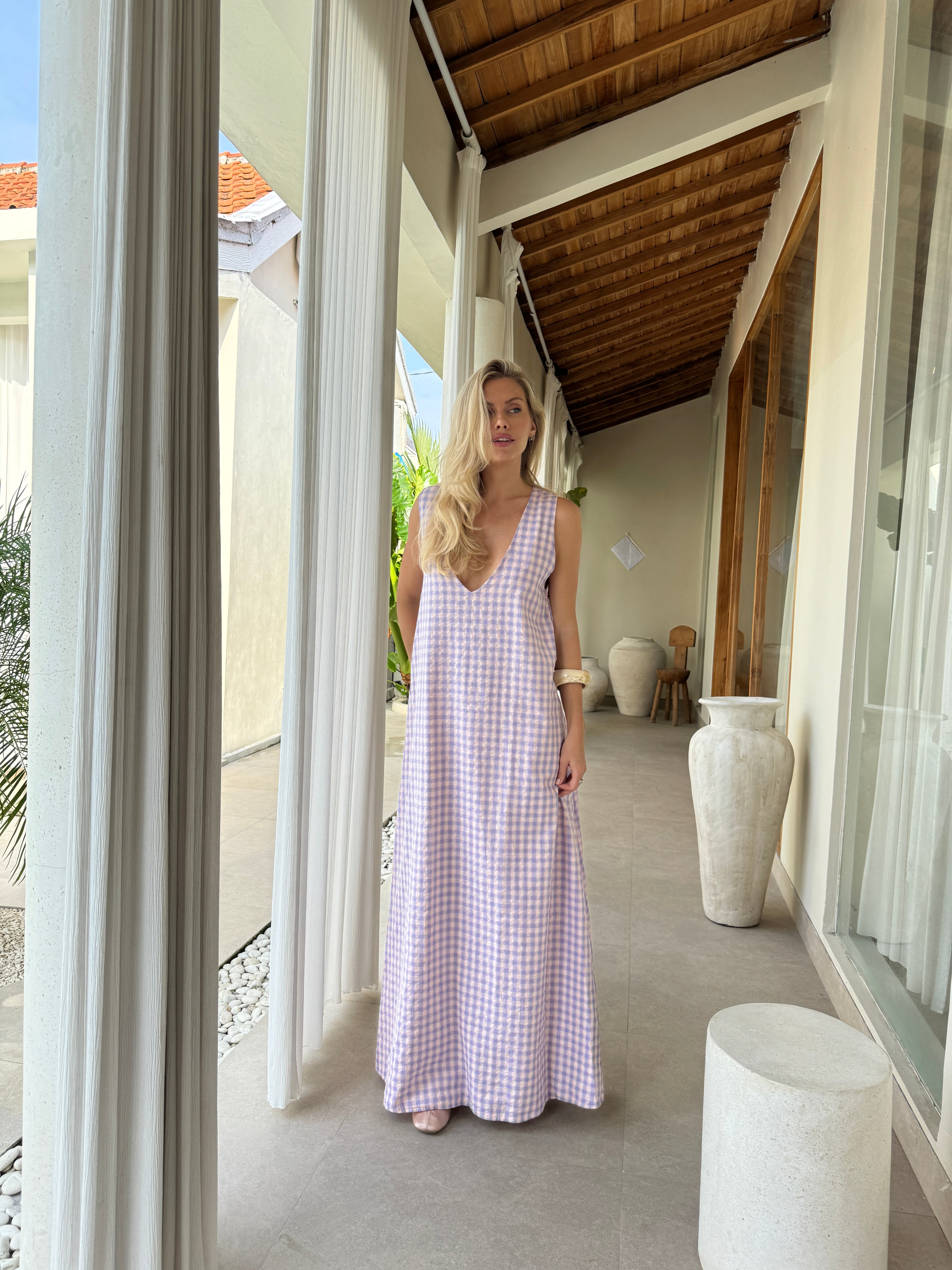 Puka x Charli Evans pink purple gingham dress — collab 2026