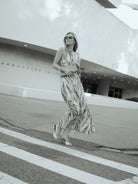Puka Cleo Brown Zebra maxi dress full length, Natalie Simkins, NYC pre-fall collection