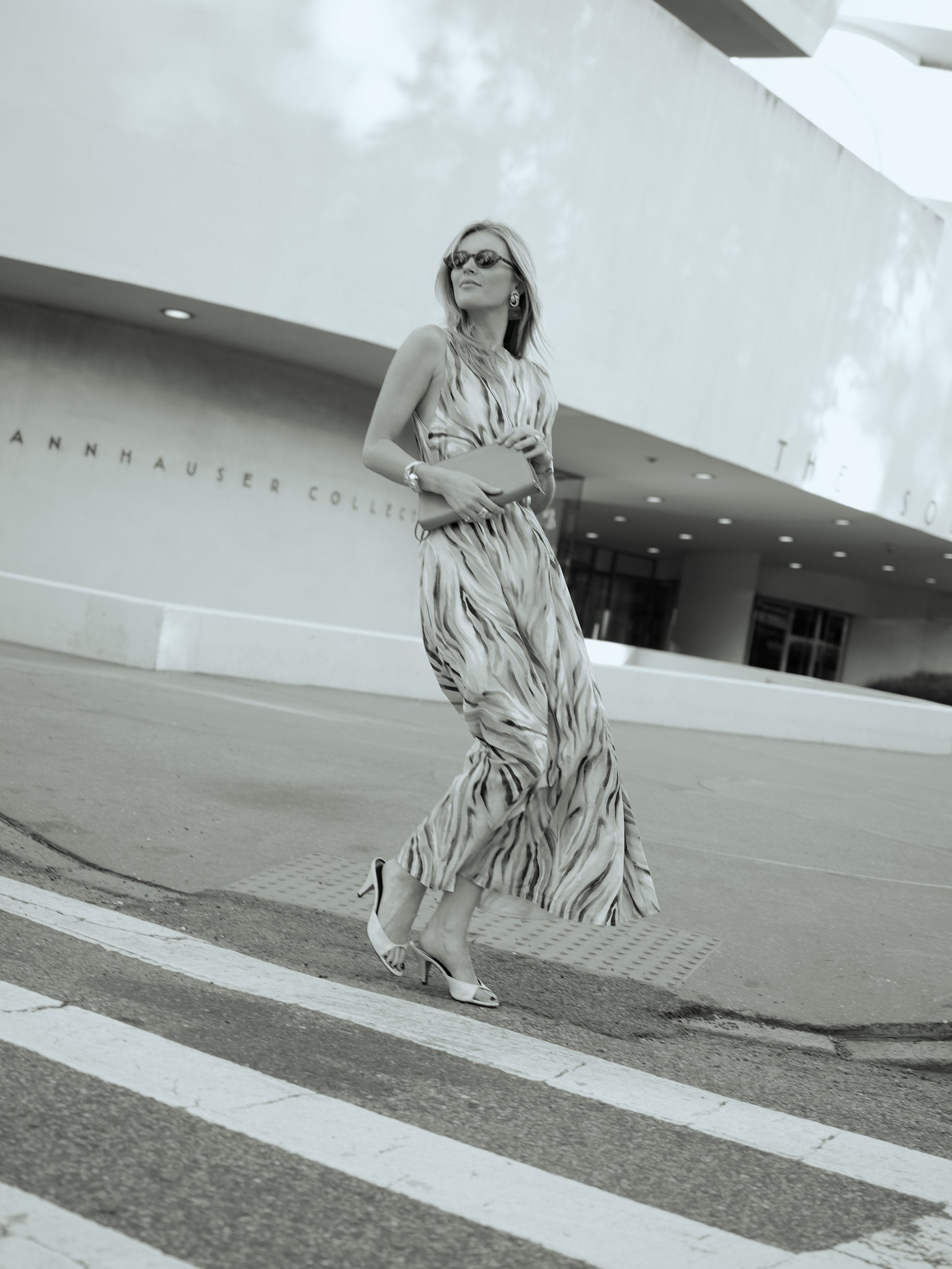Puka Cleo Brown Zebra maxi dress full length, Natalie Simkins, NYC pre-fall collection