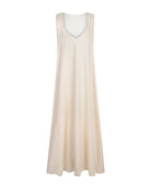 Beige sleeveless dress with textured polkadots