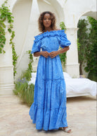 Blue off the shoulder fabulous dress for parties at night