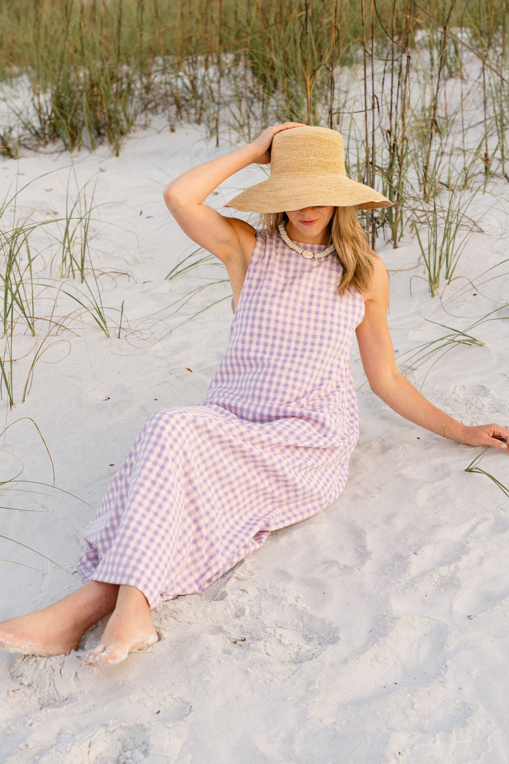 Purple gingham gili dress — baby girl gender reveal outfit