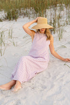 Purple gingham gili dress — baby girl gender reveal outfit
