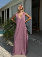 What to wear in the Hamptons 2026 — red gingham cotton Gili maxi dress, Puka The Label