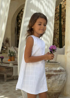 White mommy and me matching girls dress bridal shower spring 2026, sweet toddler cotton dress for garden party and outdoor celebration