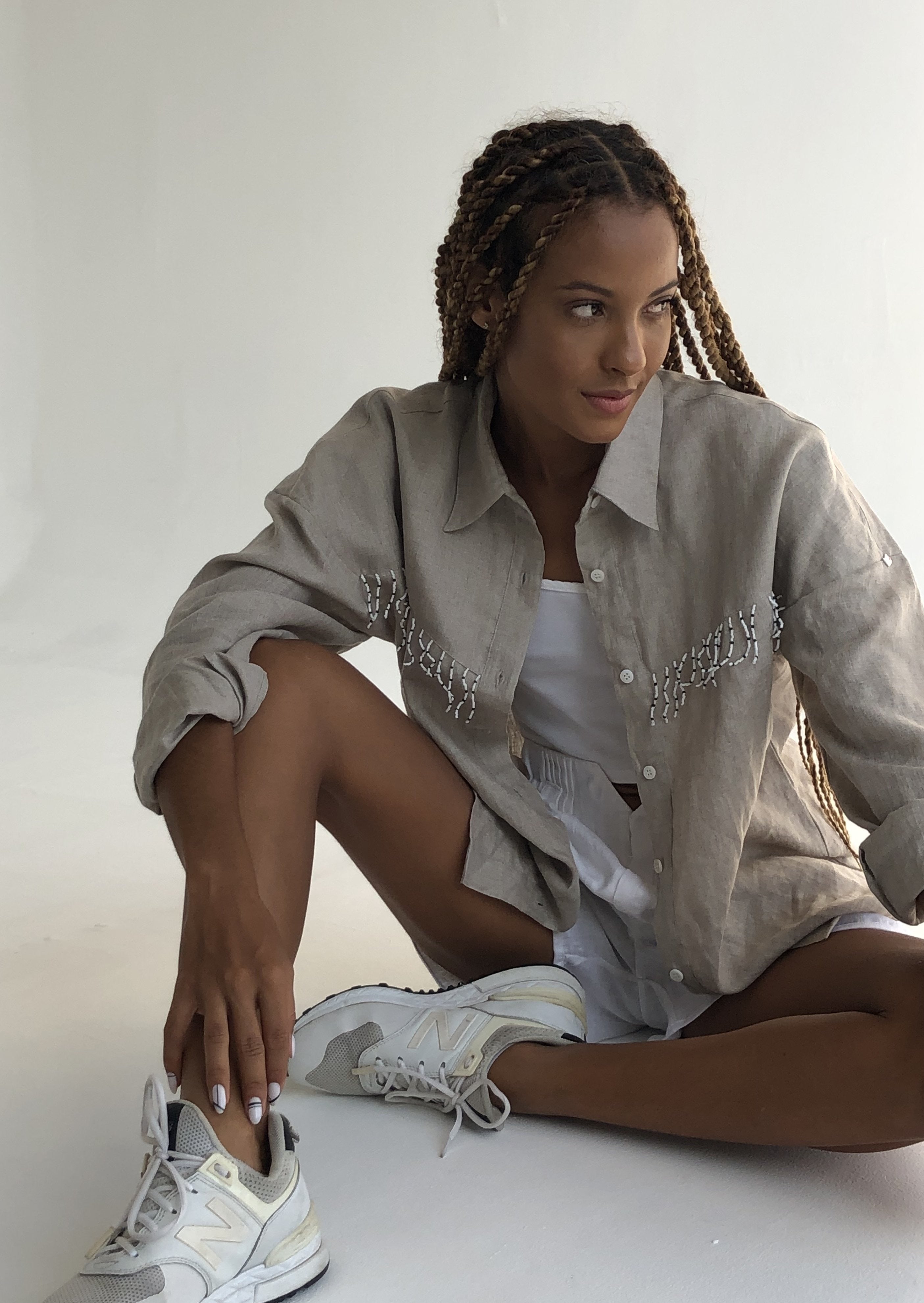 Cool vacation outfits for summer 2022, beach outfits, Coastal Grandmother inspired outfits, summer outfits 2022, linen outfits for women, beaded fringe linen top, beaded fringe button up, summer 2022 outfits for women, coastal granddaughter style, women's style ideas over 30, vacation outfits for women, nantucket outfits for women, clothing brands in nantucket, oversized button-ups for women