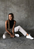 Lightweight natural linen women's beach pants for summer 2022, soft flowy pants, light weight linen pants, natural aesthetic, neutral beach aesthetic, coastal style, coastal vibes, coastal grandmother style, beach outfits, beach vacation style ideas 2022, nantucket style ideas for women, what to wear in nantucket, what to wear in the hamptons, beach linen sets for women, emerging designers in nyc, neutral beach outfits